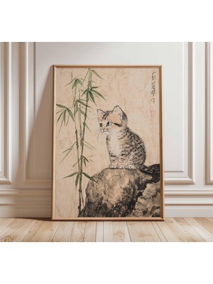Ninastore Japon Kedi Posteri Kedi Baskısı Hayvan Sanatı Baskısı Duvar Sanatı Dekorasyonu Vintage Sanat Retro S
