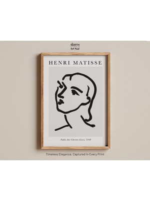 Ninastore Nadia Aux Cheveux Lisses Baskı Henri Matisse Portre Çizgisi Çizimi Minimalist Siyah Mürekkep Çizimi