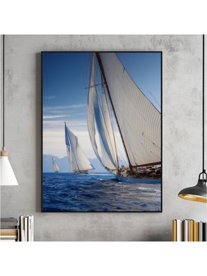 Ninastore Yelken Yarışı Fotoğraf Duvar Sanatı Kıyı Yat Yarışı Baskısı Denizcilik Okyanus Dekorasyonu Plaj Evi