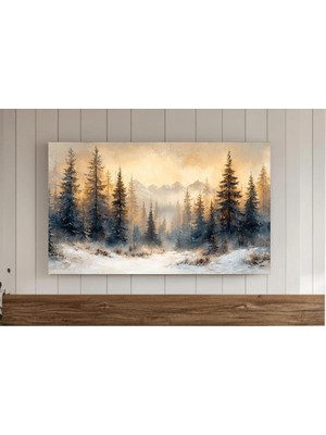 Ninastore Kış Dokulu Soyut Ağaçlar Tablosu Noel Çerçevesi Tv Sanatı Kar Nötr Modern