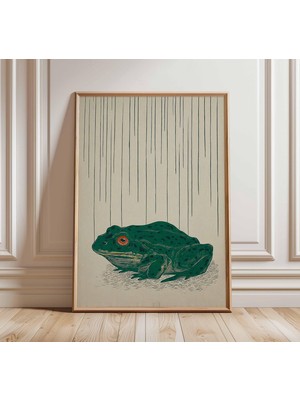 Ninastore Japon Kurbağası Sanat Baskısı Minimalist Doğa Posteri Modern Hayvan Duvar Sanatı Japon Esintili Illü