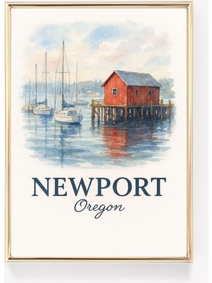Ninastore Newport Seyahat Posteri Oregon Duvar Sanatı Vintage Poster Baskısı Sahil Dekorasyonu