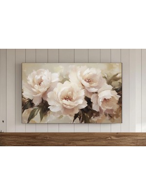 Ninastore Vintage Şakayık Çiçeği Çerçeveli Tv Duvar Sanatı Bahar Tablosu Samsung Ekran Koruyucu Paskalya Botan