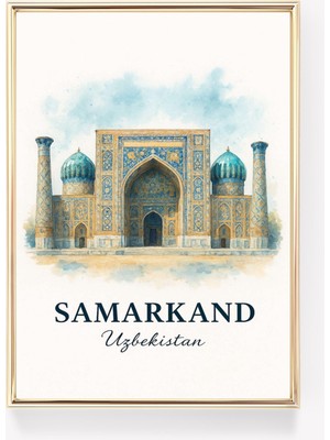 Ninastore Semerkant Seyahat Posteri Özbekistan Duvar Sanatı Vintage Baskı Semerkant Dekorasyonu Seyahat Hediye