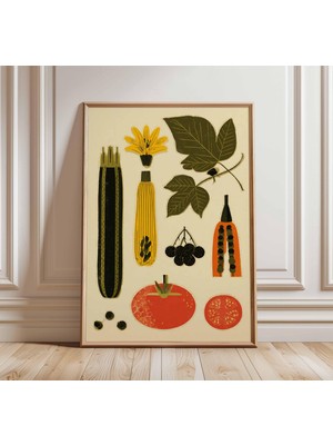 Ninastore Botanik Duvar Sanatı Baskısı, Orta Çağ Modern Mutfak Posteri, Retro Meyve ve Sebze Illüstrasyonu, Vi