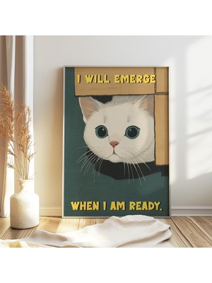 Ninastore Yaprakların Arasında Saklanan Kedi - Japon Kedi Posteri Komik Kedi Posteri Kedi Hediyesi Hayvan Sana