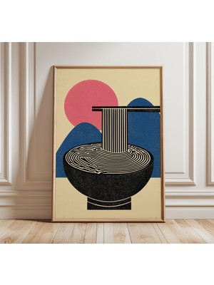Ninastore Japon Eriştesi Posteri Minimalist Asya Sanatı Baskısı Mavi ve Pembe Mutfak Duvar Sanatı Modern Zen D