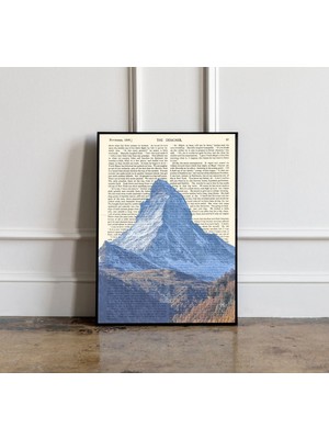 Ninastore Eski Kitap Kağıdı Üzerine Dağ Baskısı, Trend Poster Baskısı, Minimalist Baskı, Trend Duvar Sanatı, D