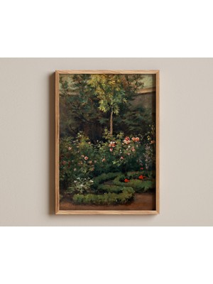 Ninastore Gül Bahçesi, Camille Pissarro Empresyonist Tablosu, Vintage Çiçek Sanatı, Klasik Fransız Manzarası,