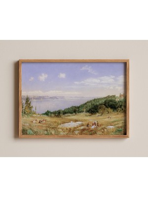 Ninastore Palisades Baskısı, John William Hill Suluboya Hudson Nehri Manzarası Tablosu, Vintage Amerikan Manza