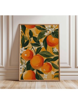 Ninastore Portakal Bahçesi Duvar Sanatı Baskısı Turunçgiller Posteri Botanik Mutfak Dekorasyonu Akdeniz Yaz Sa