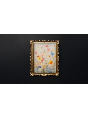 Ninastore Yabani Çiçekler Tablosu Ilkbahar Çiçeği Suluboya Baskı Çiçek Tarlası Duvar Sanatı Manzara Baskısı Ça