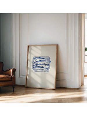 Ninastore Sardalya Tablosu Sanat Baskısı Sardalya Sanatı Natürmort Fransız Mutfak Sanatı Restoran Dekorasyonu