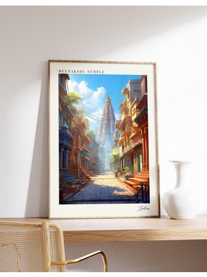 Ninastore Meenakshi Tapınağı Seyahat Posteri | Hindistan Seyahat Dekorasyonu | Hindistan Posteri | Meenakshi T
