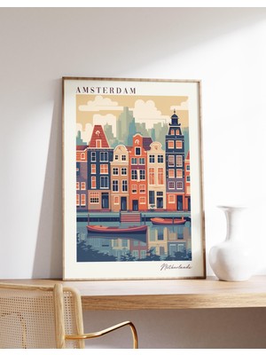 Ninastore Amsterdam Seyahat Posteri | Hollanda Seyahat Dekorasyonu | Hollanda Sanat Eseri | Hollanda Posteri |