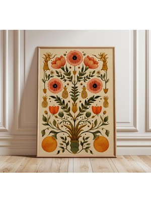 Ninastore Halk Botanik Sanat Baskısı, Vintage Çiçekli Duvar Sanatı, Iskandinav Halk Posteri, Bohem Doğa Dekora