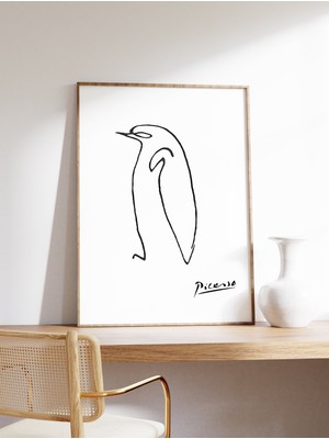 Ninastore Picasso Minimalist Penguen Kuşu Hayvan Çizim Sanatı Poster Baskı Galeri Kalitesinde Duvar Sanatı Dek