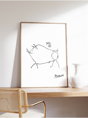 Ninastore Picasso Çizgi Sanatı Posteri Domuz Picasso Baskısı Hayvan Sanatı Hayvan Baskısı Minimalist Dekor Çiz