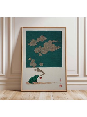 Ninastore Sigara Içen Kurbağa Posteri Japon Minimalist Sanat Baskısı Retro Hayvan Duvar Sanatı Sürreal Kurbağa