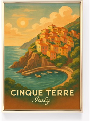 Ninastore Cinque Terre Posteri Italya Sahil Sanatı Vernazza Baskısı Italyan Rivierası Duvar Dekoru Gün Batımı