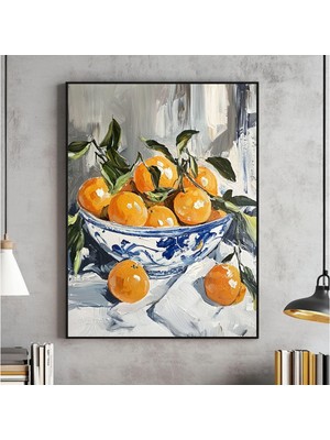 Ninastore Bir Kasede Portakallar Tablosu Duvar Sanatı Mutfak Dekorasyonu Vintage Yağlı Boya Baskı Portakal Pos
