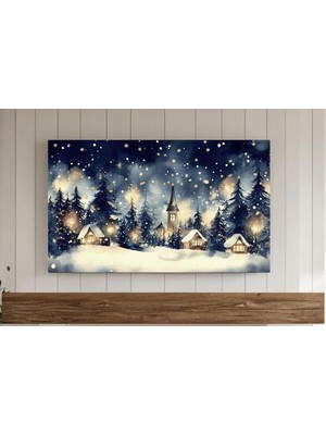 Ninastore Vintage Şenlikli Noel Köyü Samsung Çerçeve Tv Sanatı Illüstrasyonu Rustik Tatil Noel Çiftlik Evi Dek