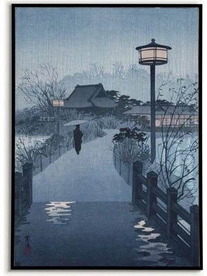 Ninastore Gece Yağmuru Shinobazu Göleti Kasamatsu Shiro Japon Sanatı Vintage Baskı Manzara Sanatı Geleneksel S