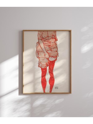 Ninastore Egon Schiele'nin Ayakta Duran Kadın Tablosu Sanat Baskısı, Egon Schiele Reprodüksiyon Poster, Schiel