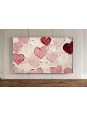 Ninastore Nötr Pembe Kırmızı Kalpler Tablo Çerçevesi Tv Duvar Sanatı Sevgililer Günü Dijital Indirme Romantik