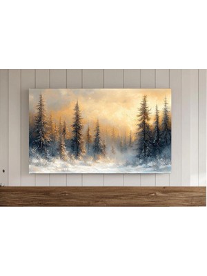 Ninastore Kış Dokulu Soyut Ağaçlar Tablosu Noel Çerçevesi Tv Sanatı Kar Nötr Modern
