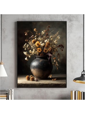 Ninastore Vintage Kurutulmuş Çiçek Vazo Baskısı, Hüzünlü Gotik Sonbahar Dekorasyonu (Dijital Indirme)