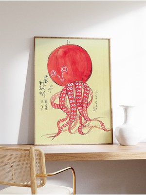 Ninastore Japon Ahtapotu Sanat Baskısı Japon Posteri Deniz Sanatı Vintage Sanat Baskısı Ev Dekorasyonu Komik H