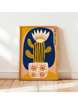 Ninastore Japon Etkili Meksika Kaktüsü Posteri, Retro Botanik Duvar Sanatı Baskısı, Renkli Çöl Bitkisi Dekoru,
