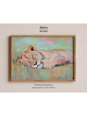 Ninastore Dişi Aslan Sanatı Vahşi Yaşam Baskısı Hayvan Posteri Renkli Sanat Orman Dekoru Doğa Duvar Sanatı Ces