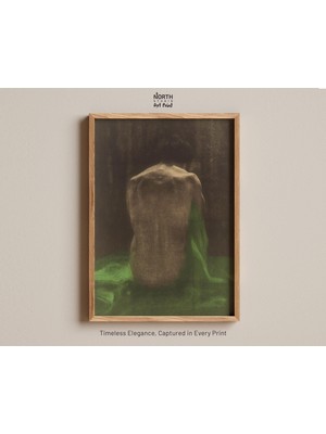 Ninastore Soyut Figüratif Sanat – Yeşil Kumaşlı Figürün Arka Görünümü Zarif ve Incelikli Ev Dekorasyonu Duvar