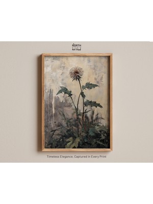 Ninastore Antik Karahindiba Baskısı, Hüzünlü Çiçek Sanatı, Vintage Tablo, Çiçek Baskısı, Karanlık Akademi Post