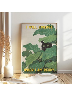 Ninastore Yaprakların Arasında Saklanan Kedi - Japon Kedi Posteri Komik Kedi Posteri Kedi Hediyesi Hayvan Sana