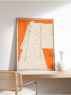 Ninastore Japon Ahşap Baskı Poster Çiçekli Oryantal Desenli Elbise Illüstrasyonu, Wantabe Seitei Tarafından As