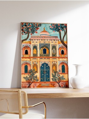 Ninastore Hint Baskısı Geleneksel Hint Posteri Pichwai Sanatı Hindu Sanatı Hint Dekorasyonu Botanik Baskı Çiçe