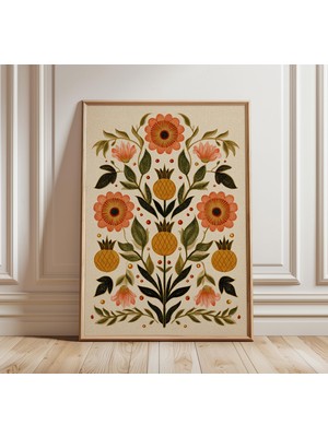 Ninastore Halk Botanik Sanat Baskısı, Vintage Çiçekli Duvar Sanatı, Iskandinav Halk Posteri, Bohem Doğa Dekora