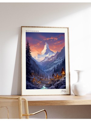 Ninastore Matterhorn Seyahat Posteri | Italya Seyahat Dekorasyonu | Italya Posteri | Matterhorn Baskısı | Seya
