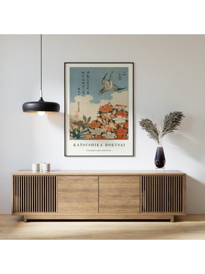 Ninastore Katsushika Hokusai Posteri Japon Duvar Baskısı Japon Dekorasyonu Guguk Kuşu ve Azeya Asya Dekorasyon