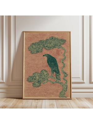 Ninastore Çam Ağacındaki Şahin Posteri Japon Ahşap Baskı Sanatı