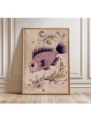 Ninastore Antika Balık Illüstrasyon Baskısı, Vintage Doğa Tarihi Duvar Sanatı, Botanik Okyanus Posteri, Denizc