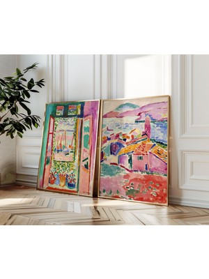 Ninastore 2'li Henri Matisse Poster Seti: Açık Pencere Posteri, Collioure Manzarası Baskısı, Henri Matisse Duv