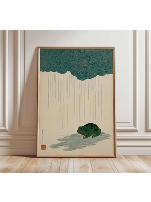 Ninastore Japon Kurbağası Sanat Baskısı Minimalist Doğa Posteri Modern Hayvan Duvar Sanatı Japon Esintili Illü