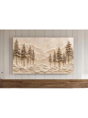 Ninastore Kış Dokulu Soyut Ağaçlar Tablosu Noel Çerçevesi Tv Sanatı Kar Nötr Modern