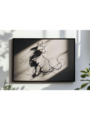 Ninastore Minimalist Kedi Çizim Sanatı Baskısı Modern Evcil Hayvan Portresi (Dijital Indirme)