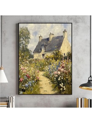 Ninastore Kır Bahçesi Duvar Sanatı Ilkbahar Manzarası Tablosu Baskısı Kır Evi Tarzı Dekorasyon Yazdırılabilir