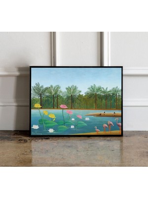 Ninastore Henri Rousseau Flamingo Baskısı, Henri Rousseau Posteri, Tropikal Botanik Orman Baskısı, Ekvator Orm